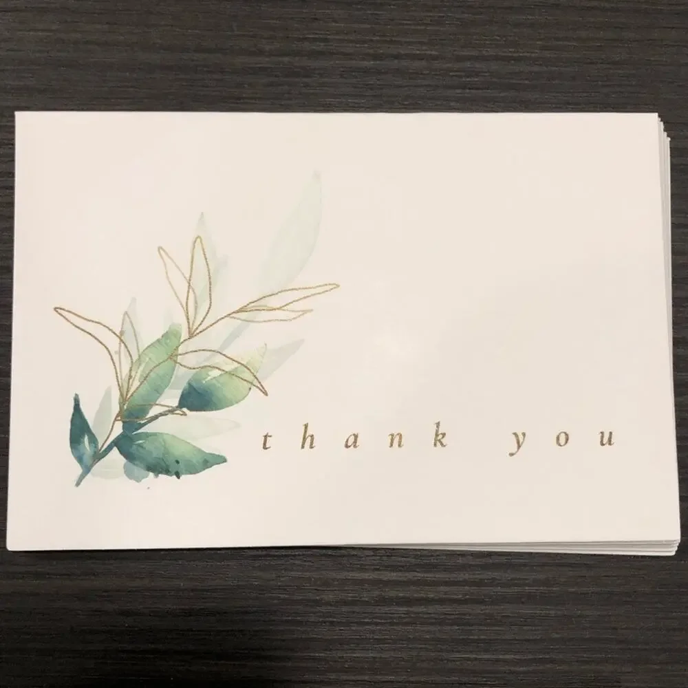 GOOJI Green & Gold‎ Watercolor Botanical THANK YOU Note Cards in 6 Patterns